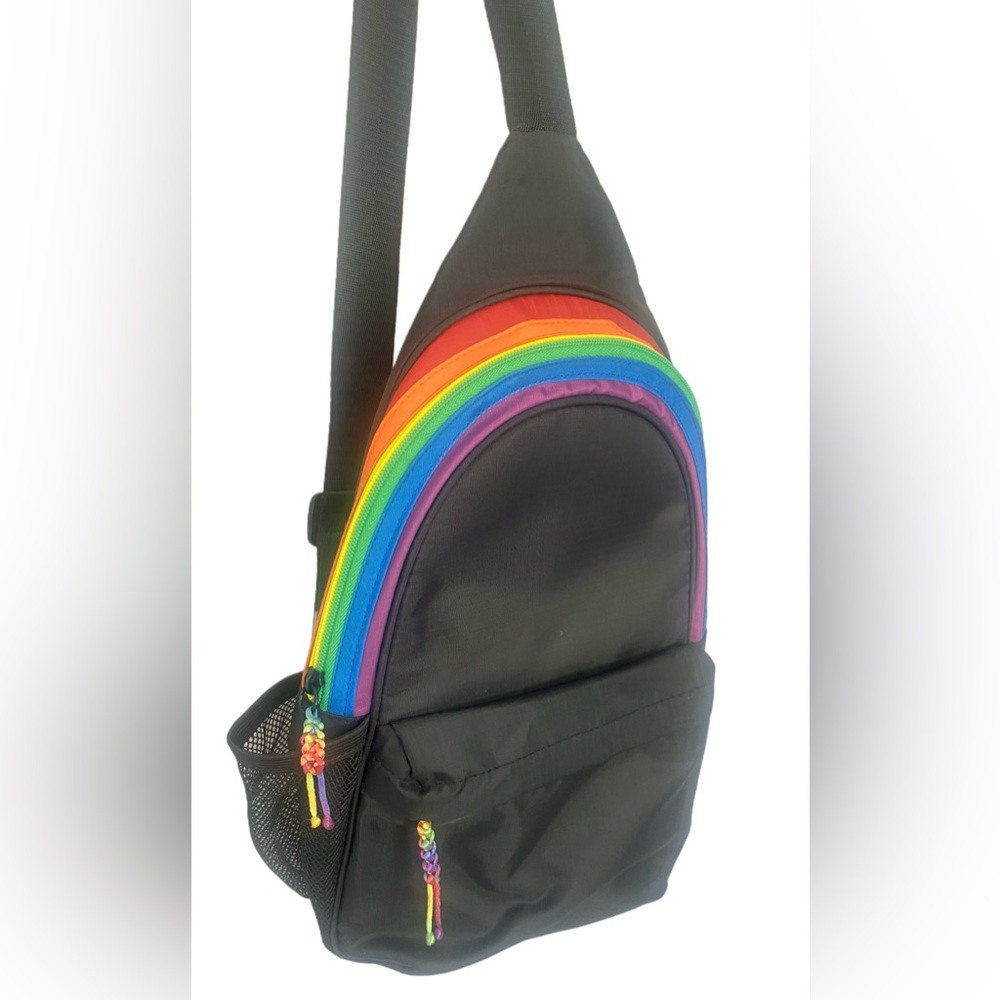 Rainbow Zipper Black Backpack